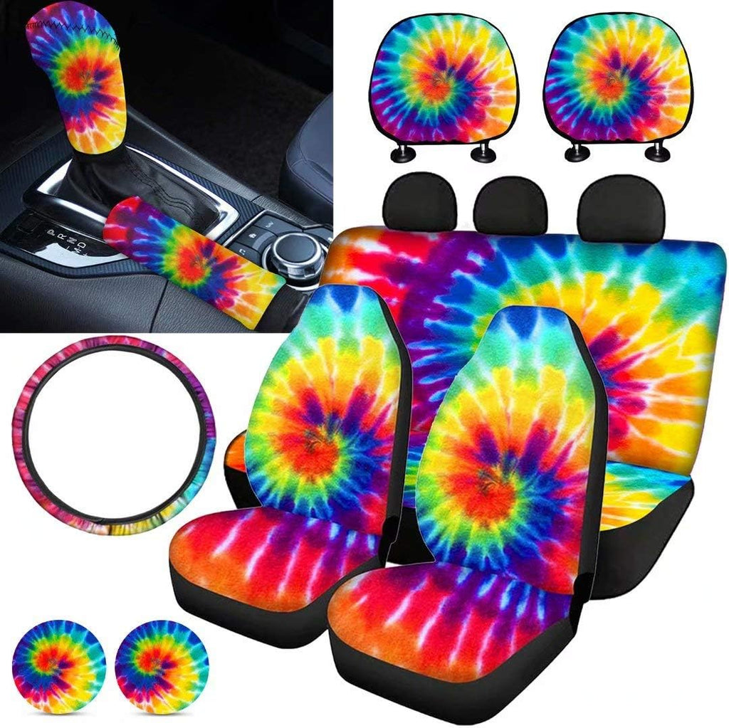 Purple Sugar Skull Car Seat Cover Set 11 PCS S341