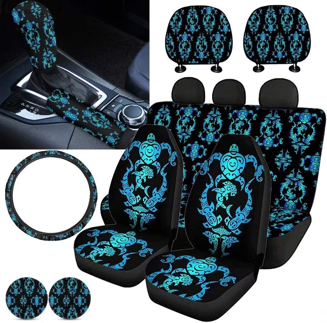 Purple Sugar Skull Car Seat Cover Set 11 PCS S341