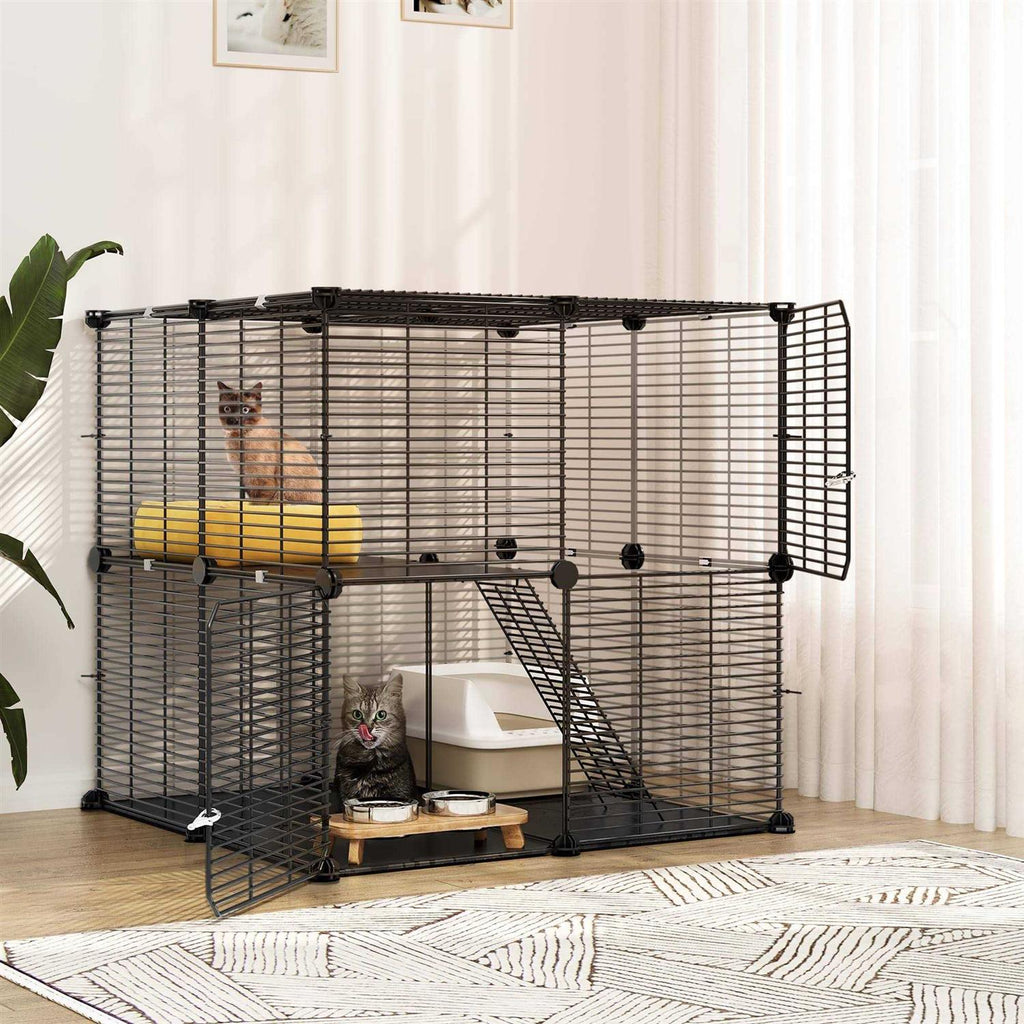 2 Tier Indoor Cat Cage Metal Playpen D73676