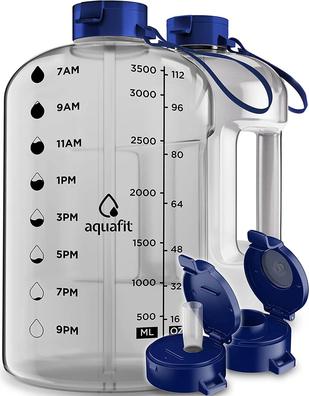 1 Gallon Gray Water Bottle with Time Marker C281
