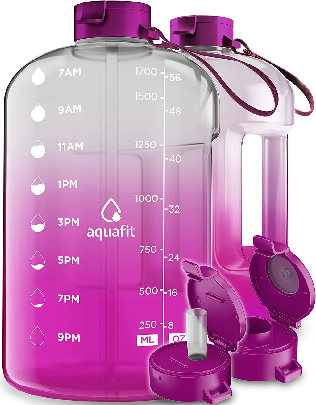 1 Gallon Gray Water Bottle with Time Marker C281
