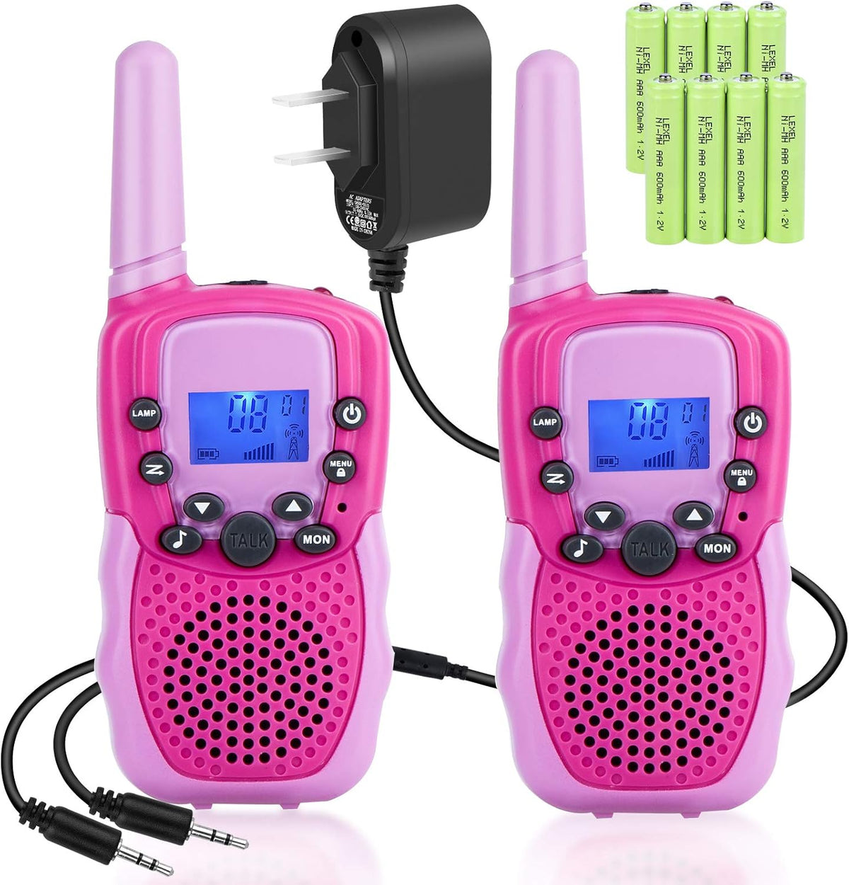Rechargeable Walkie Talkies 22 Channels 3Km Long Range Green U3791