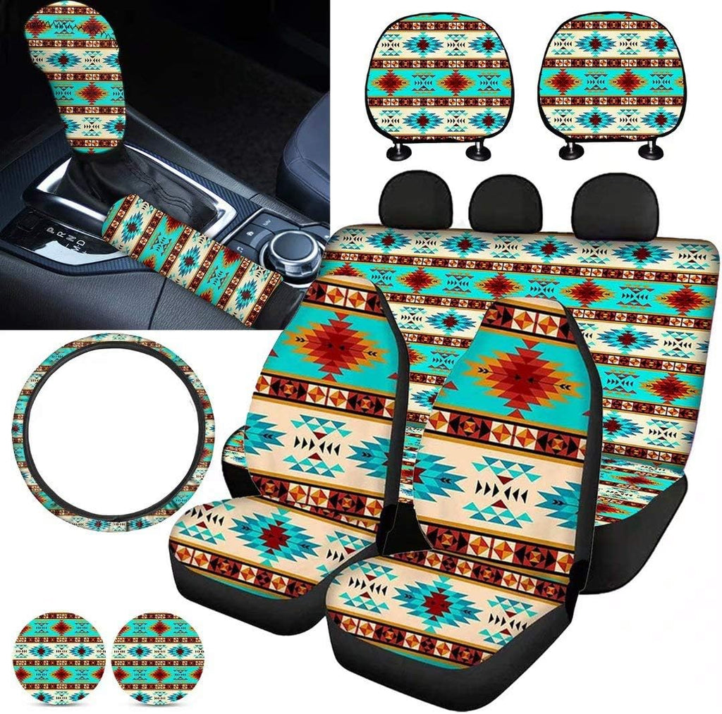 Purple Sugar Skull Car Seat Cover Set 11 PCS S341