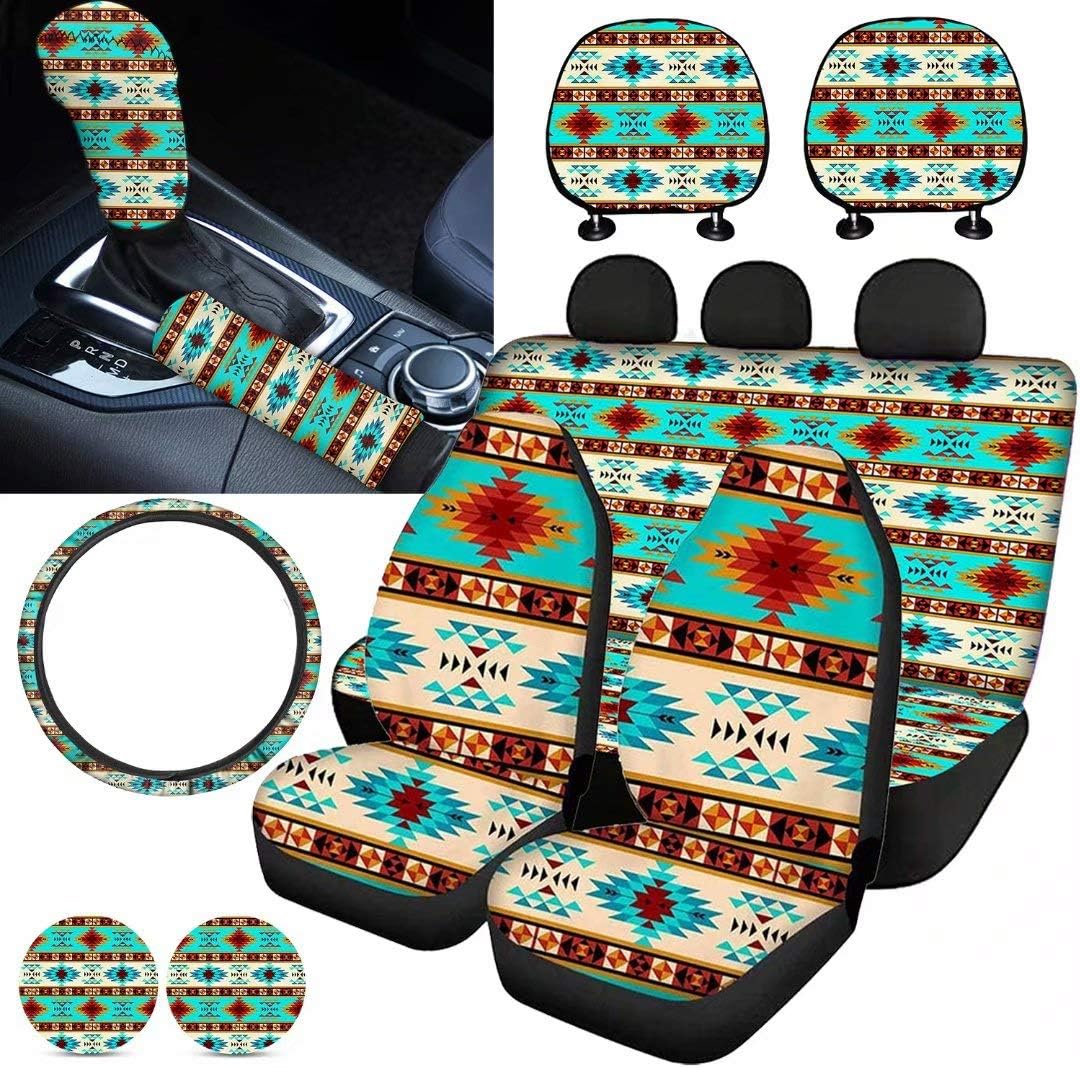 Purple Sugar Skull Car Seat Cover Set 11 PCS S341