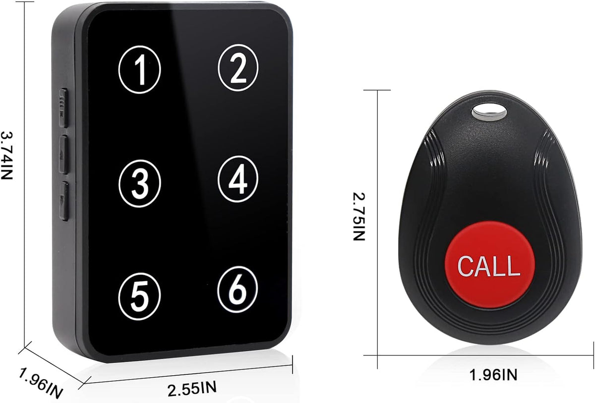 Wireless Caregiver Pager with 3 Number Display Plug-in Receiver 6 Waterproof Transmitters D772