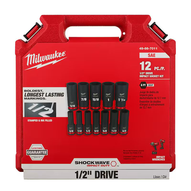 1/2 in. Drive SAE Deep Well Impact Socket Set 12-Piece S415314