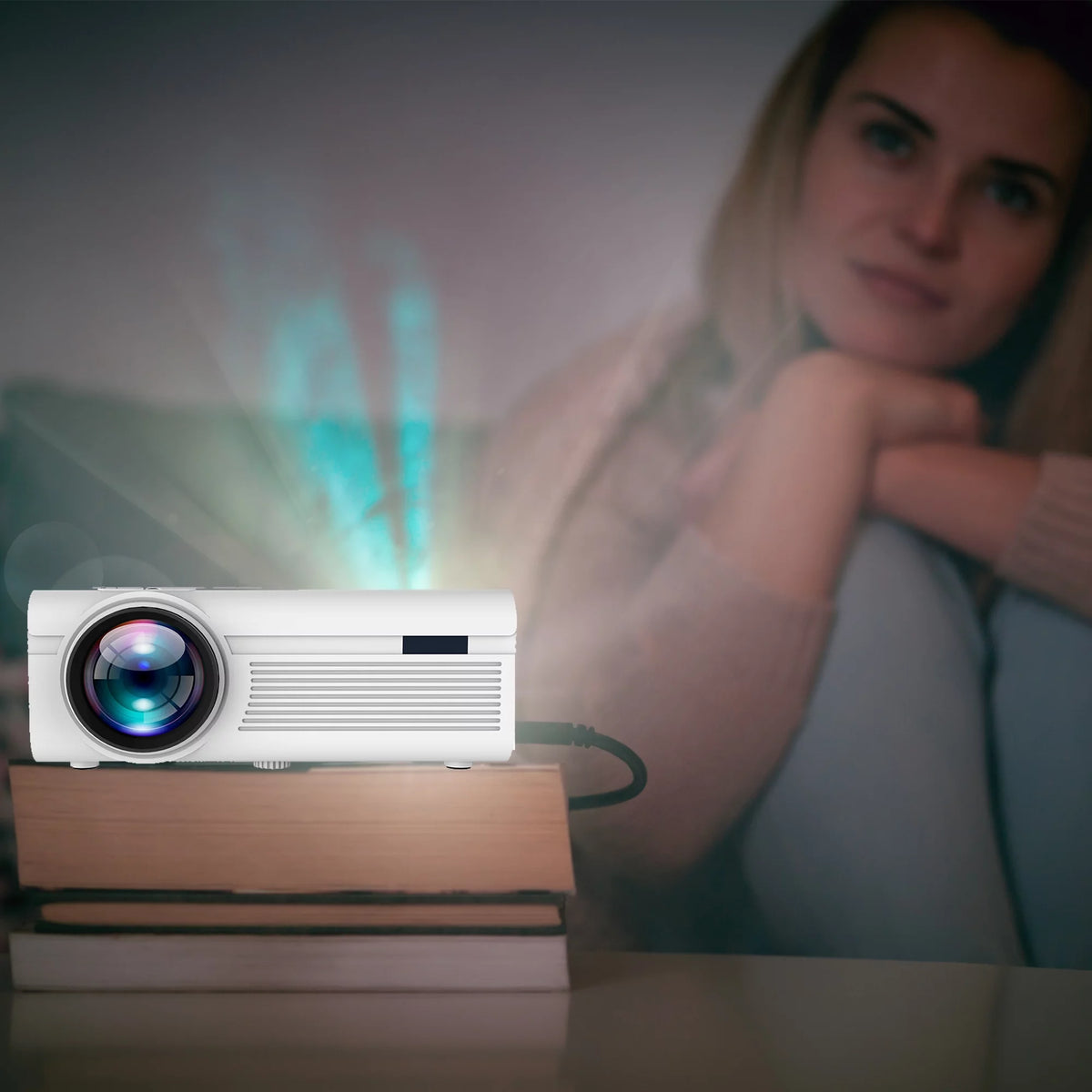 White LCD Home Theater Projector M9447