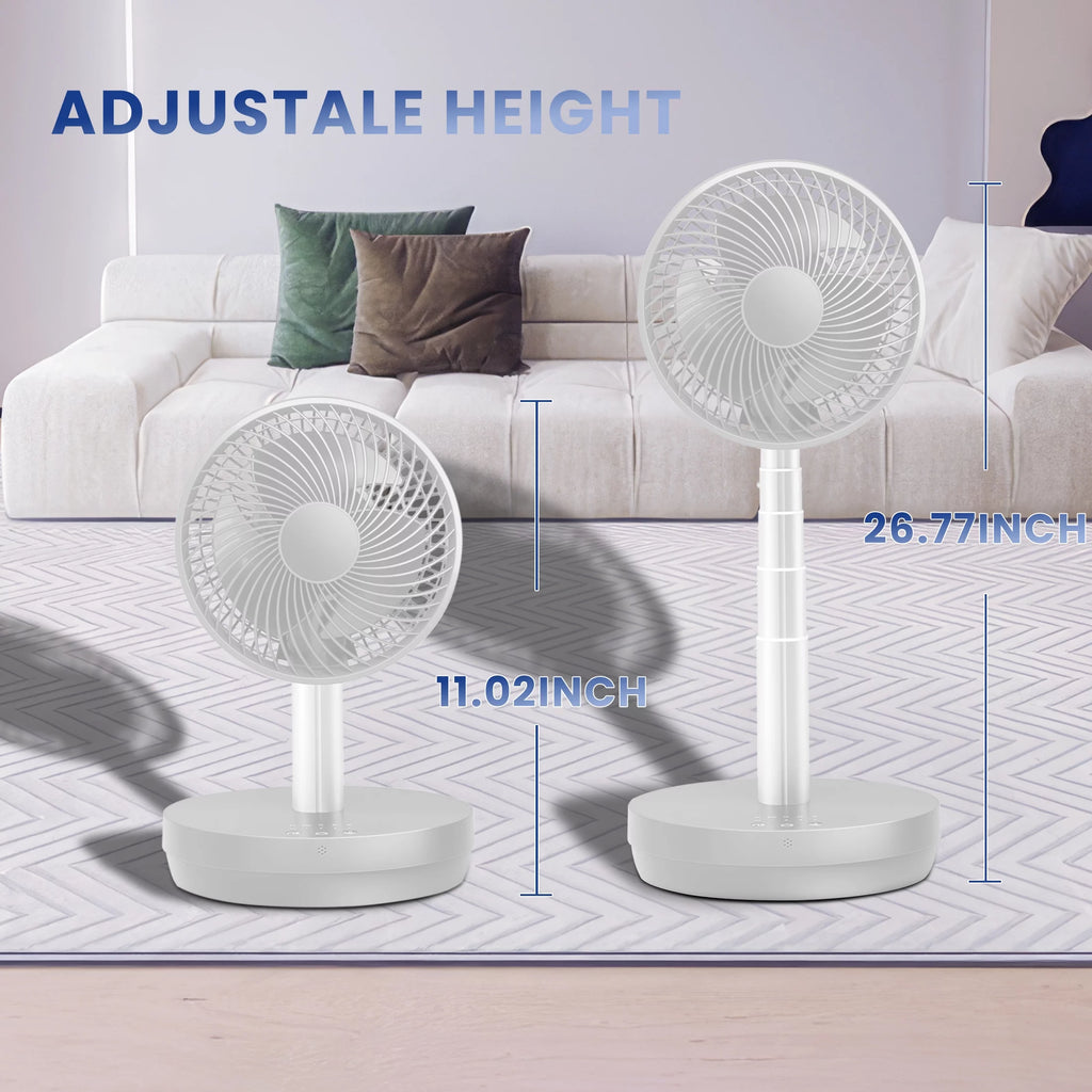 Portable Foldable Rechargeable Standing Fan with Remote Control White H8823
