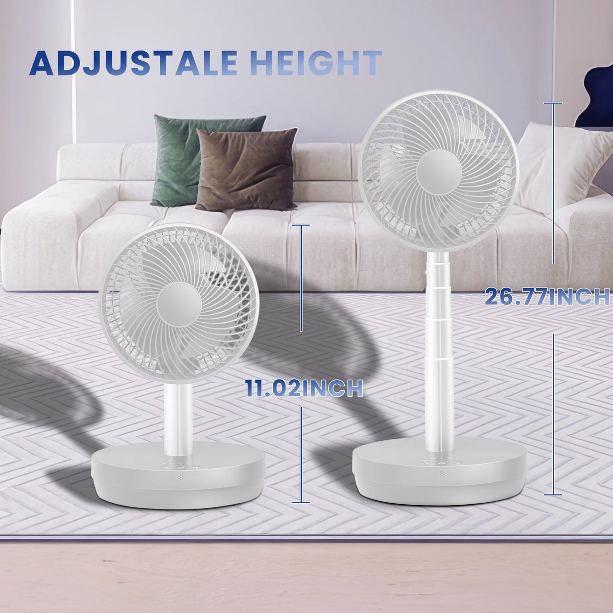 Portable Foldable Rechargeable Standing Fan with Remote Control White H8823