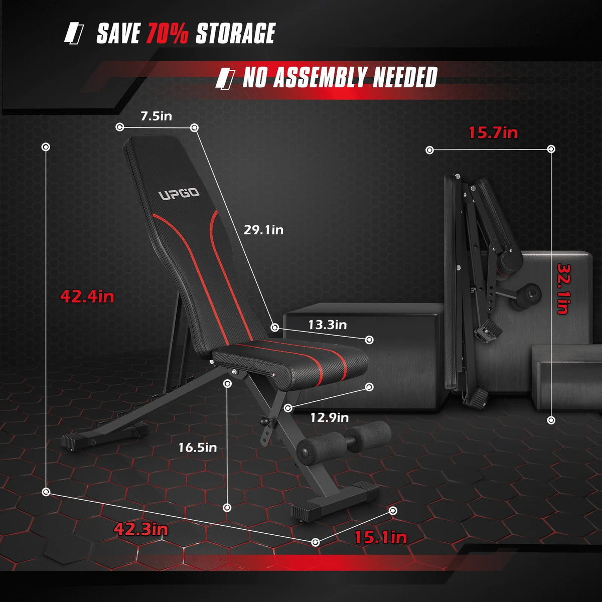 Adjustable Weight Bench 660lbs Capacity Foldable C542