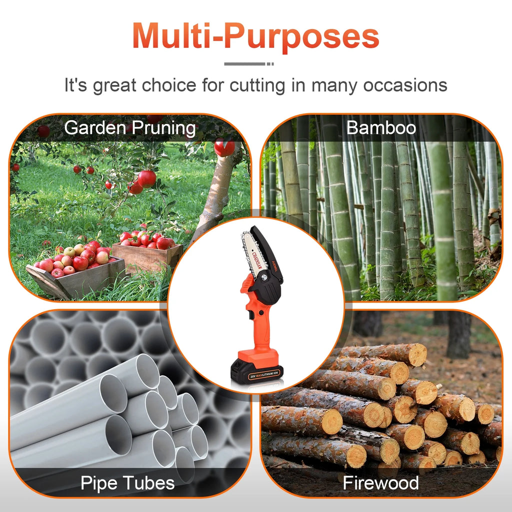 4-inch Cordless Mini Chainsaw with 2 Batteries G455