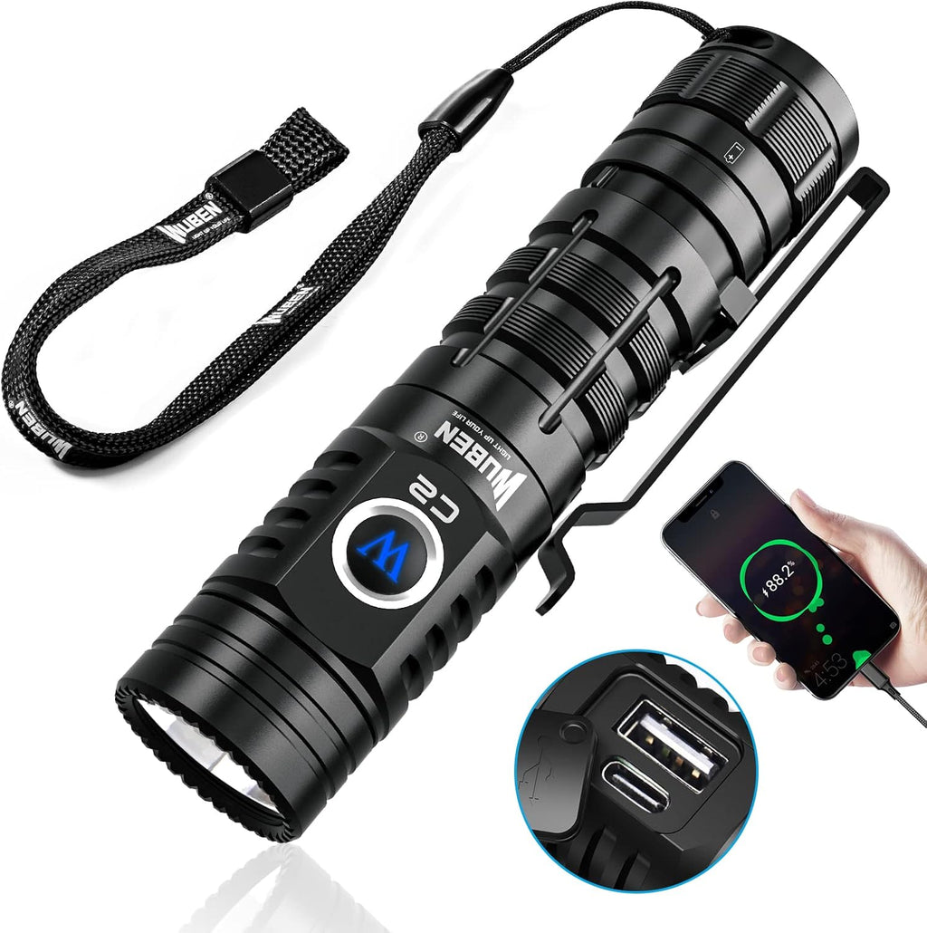 Rechargeable LED Flashlight 2000 High Lumens IP68 Waterproof P783213