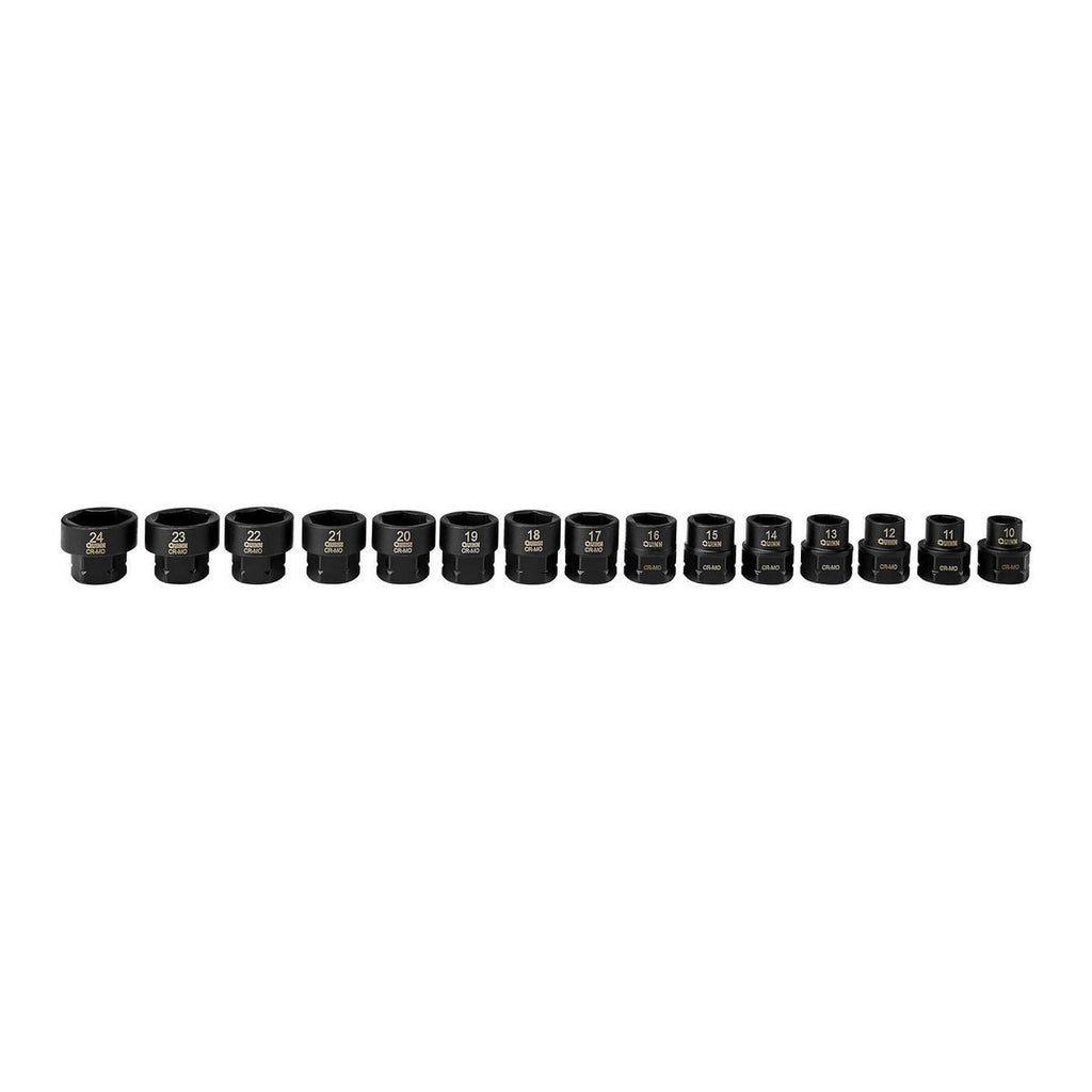1/2 in. Drive Metric Low-Profile Impact Socket Set, 15-Piece C4266
