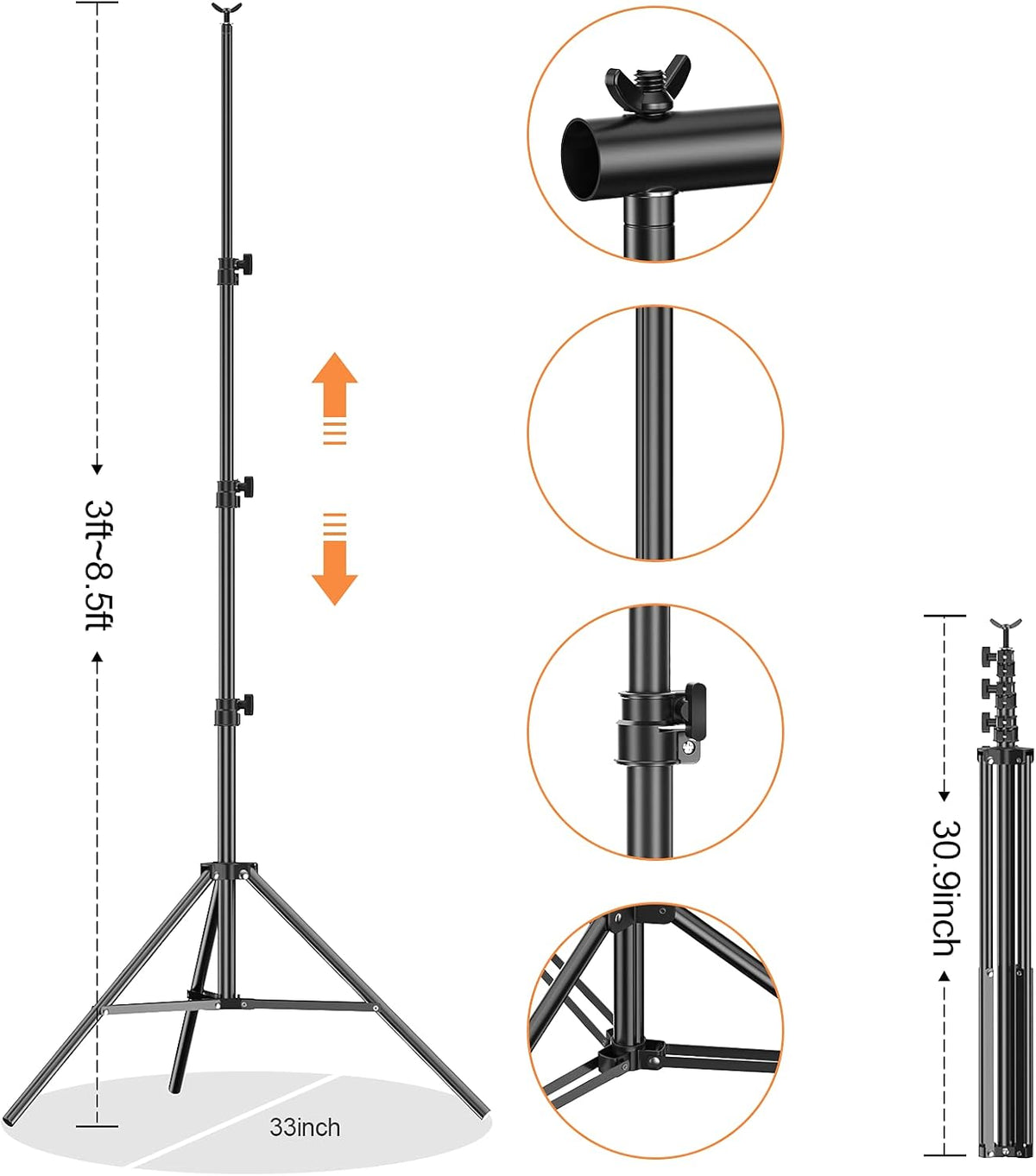 8.5 x 10 ft Heavy Duty Adjustable Backdrop Stand with Carry Bag K6653