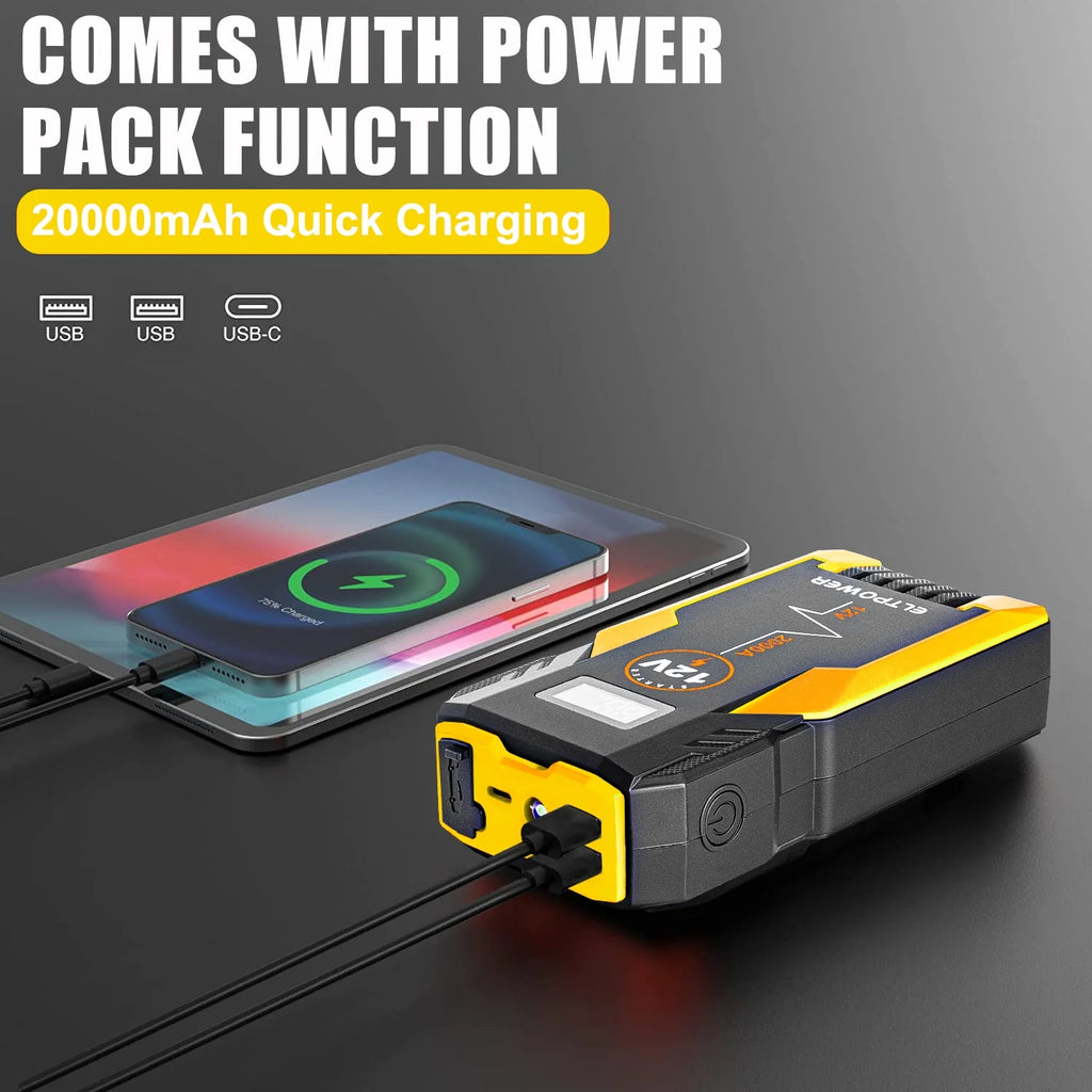 20000mAh 2000A Peak Car Battery Jump Starter with LED and USB Quick Charge 3.0 R81082