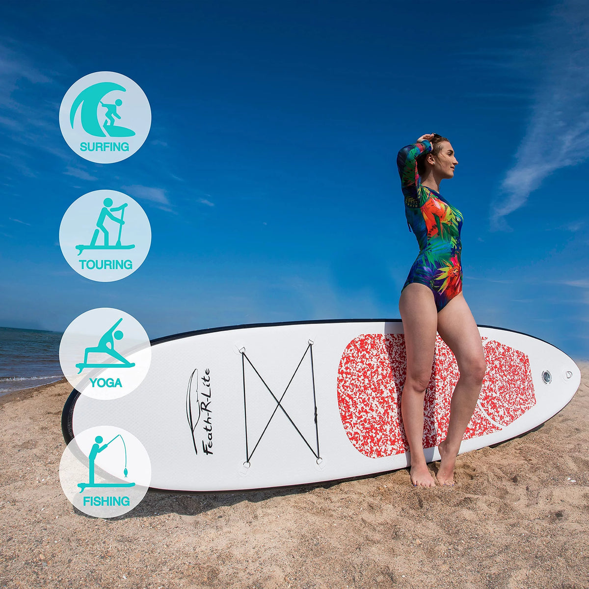 Red Camo Pattern Inflatable Stand Up Paddle Board 10'x30''x6'' A380970
