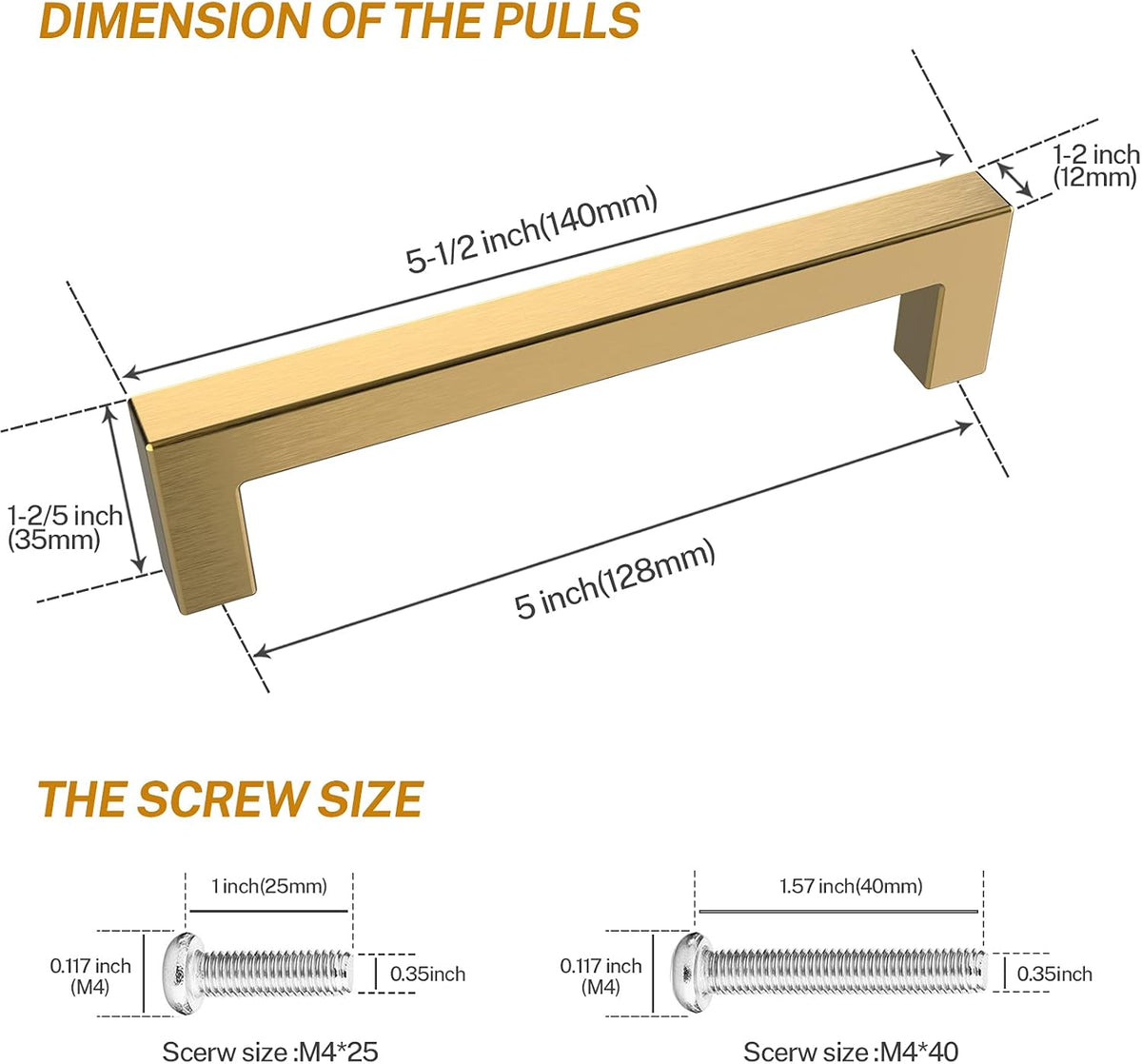 25 Pack 5 Inch Brushed Brass Cabinet Pulls P731