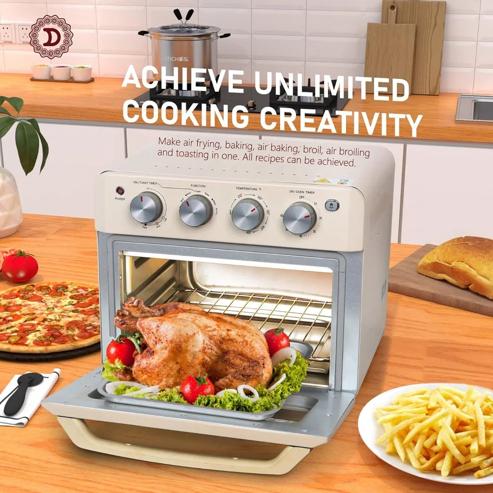 Cream White 19 Quart 1550W Stainless Steel Air Fryer Convection Oven X16025