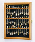 Spoon Display Case Wall Rack Cabinet Holder Box Oak Finish W7528