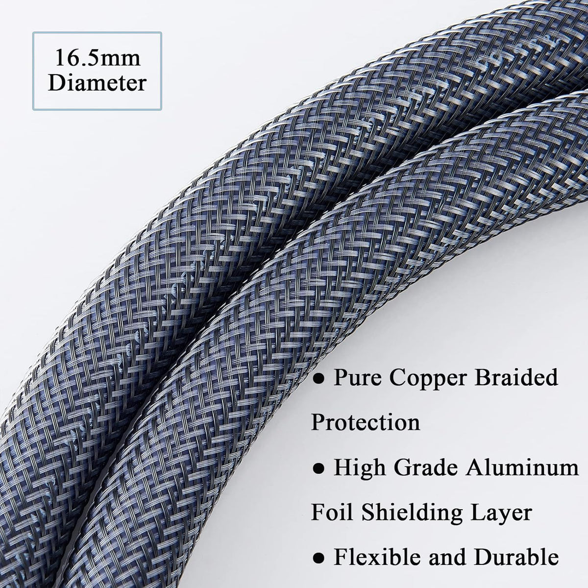 12AWG Braided Sleeves HiFi AC Power Cable 6.6FT P54242