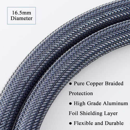 12AWG Braided Sleeves HiFi AC Power Cable 6.6FT P54242