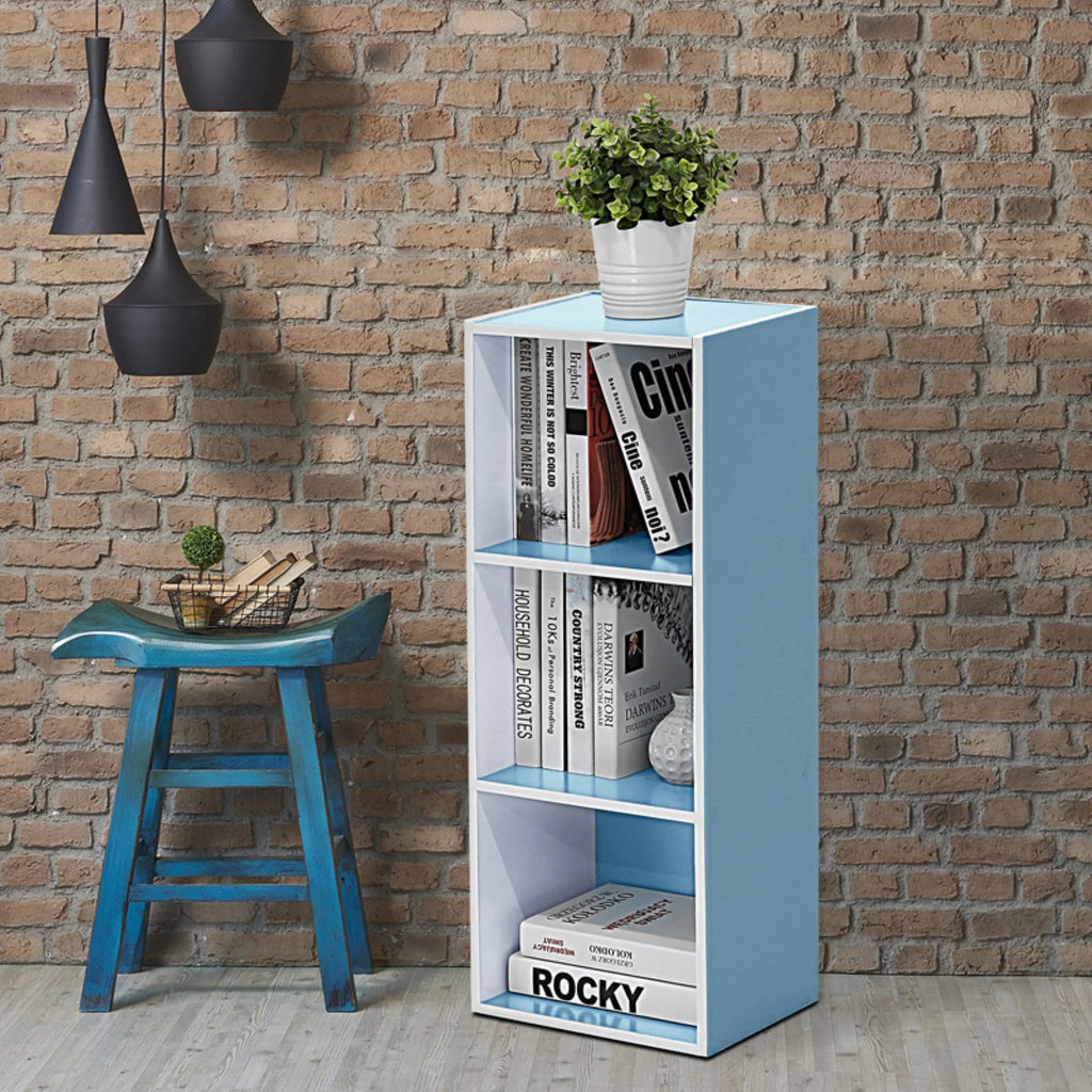 White Pink 3-Tier Engineered Wood Bookcase J903