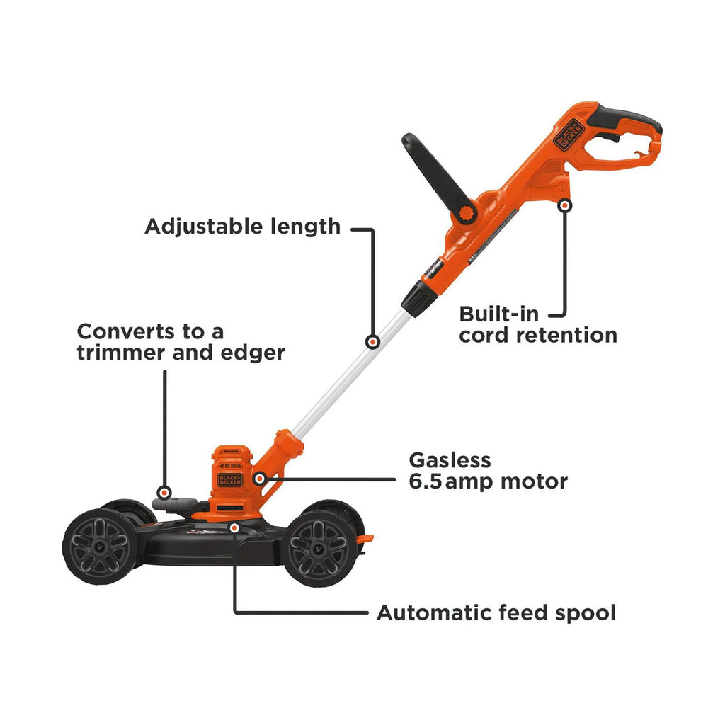 Corded 3-In-1 Electric Lawn Mower String Trimmer Edger F90832