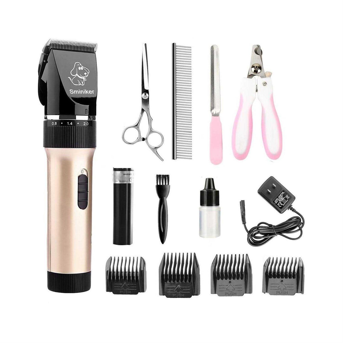 Low Noise Rechargeable Cordless Pet Clippers Grooming Kit with Storage Bag K1831