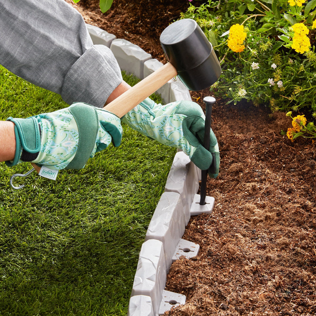 Faux Stone No-Dig Landscape Edging 10-ft. Plastic Gray J395554