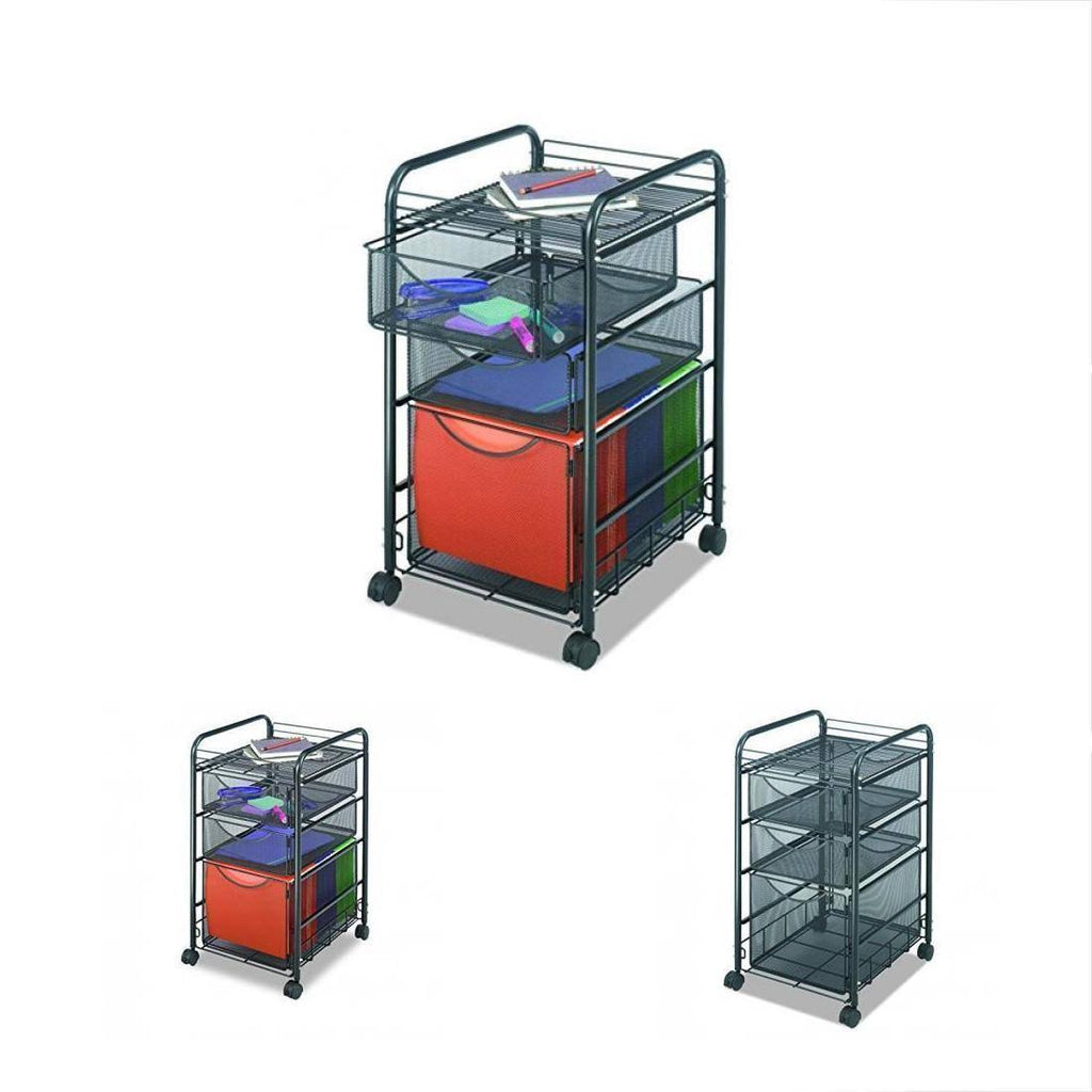 Onyx Mesh File Cart with 1 File Drawer and 2 Small Drawers U207
