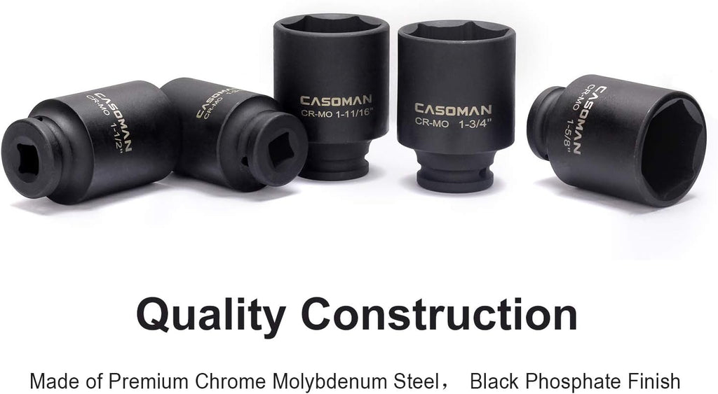 1/2-Inch Drive Deep Impact Socket Set, Cr-Mo, 6-Point, 7 Piece W2821