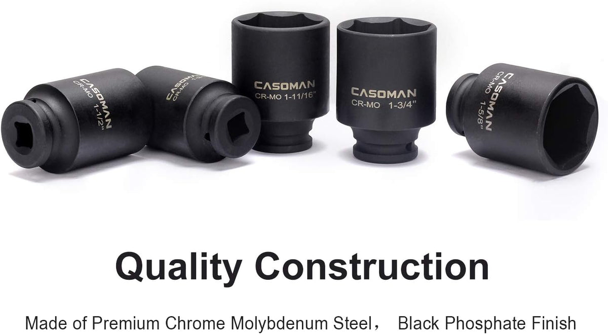 1/2-Inch Drive Deep Impact Socket Set, Cr-Mo, 6-Point, 7 Piece W2821