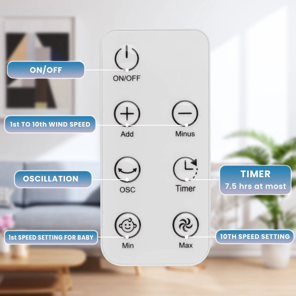 Portable Foldable Rechargeable Standing Fan with Remote Control White H8823