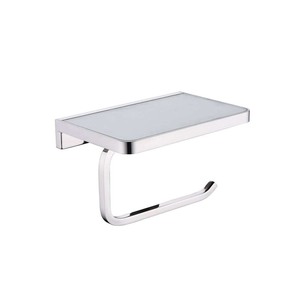 White Glass Shelf with Toilet Paper Holder L25759