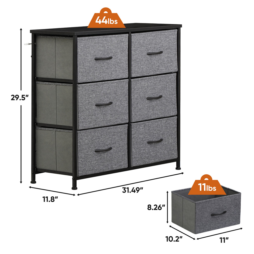 6 Drawer Fabric Storage Dresser I4125
