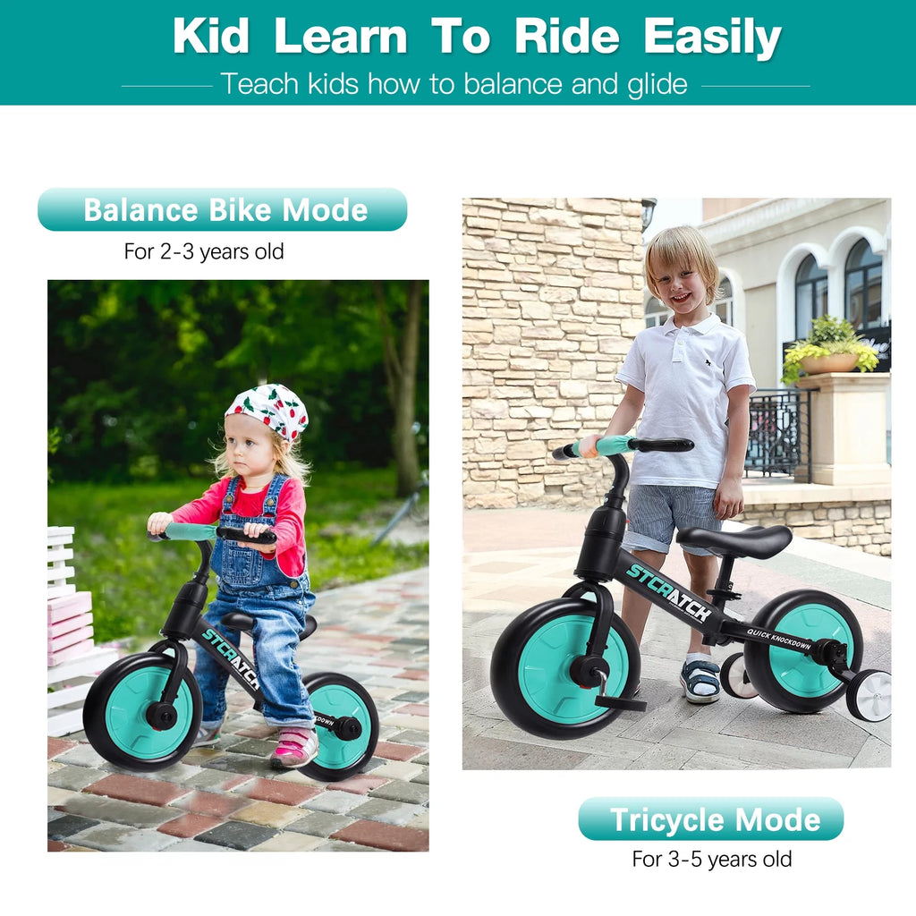 4 in 1 Toddlers Balance Bike with Pedals and Training Wheels R167603