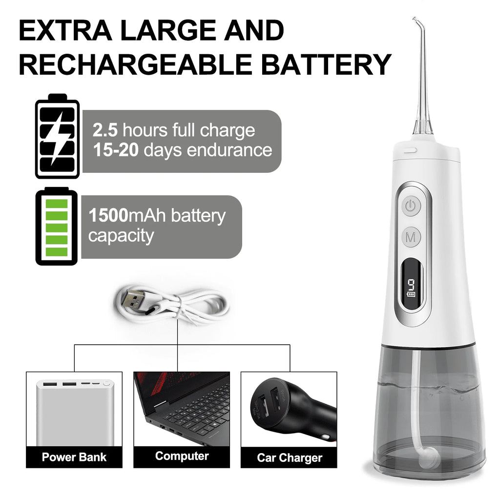 Cordless Water Flosser 300ML 9 Modes 5 Jet Tips IPX7 Waterproof N783
