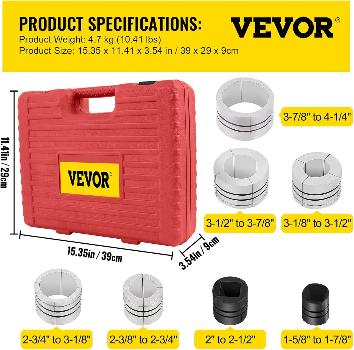 Pipe Stretcher Kit 1-5/8 to 4-1/4, 7 Pcs Pipe Expander I413