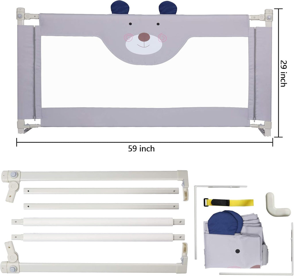 Extra Tall Collapsible Double Lock Bed Rails for Toddlers Queen Size W97013