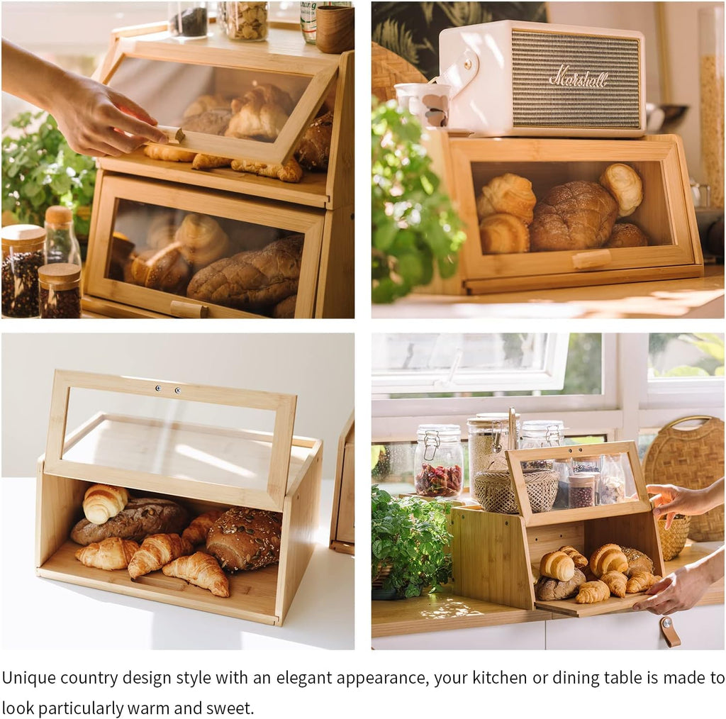 Bamboo Bread Box with Cutting Board E197349
