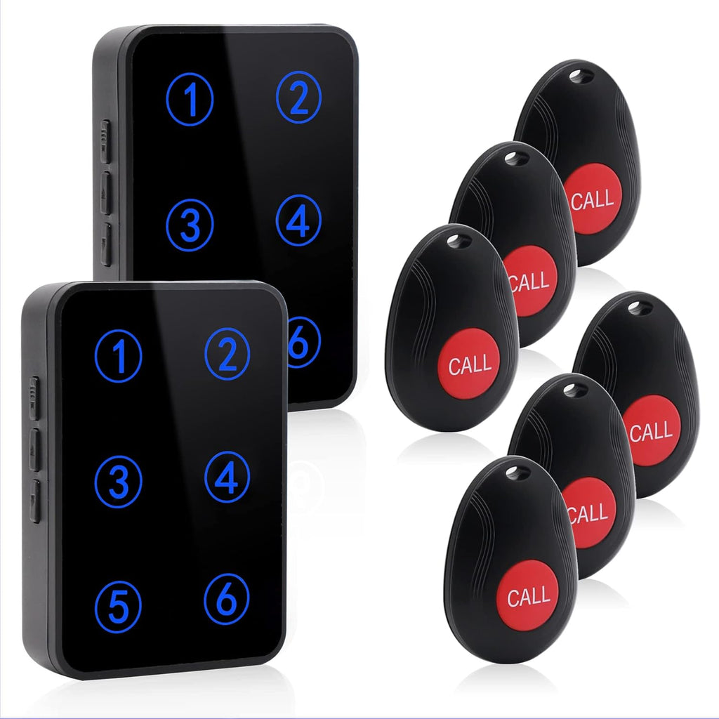 Wireless Caregiver Pager with 3 Number Display Plug-in Receiver 6 Waterproof Transmitters D772
