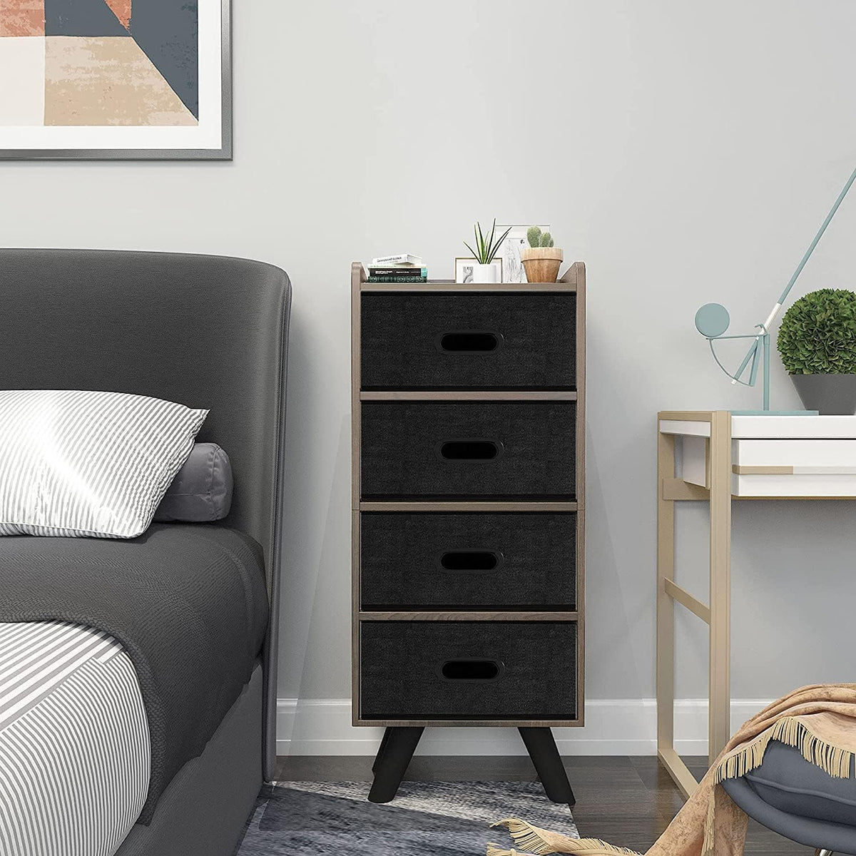 Black 4 Drawer Storage Dresser J1603