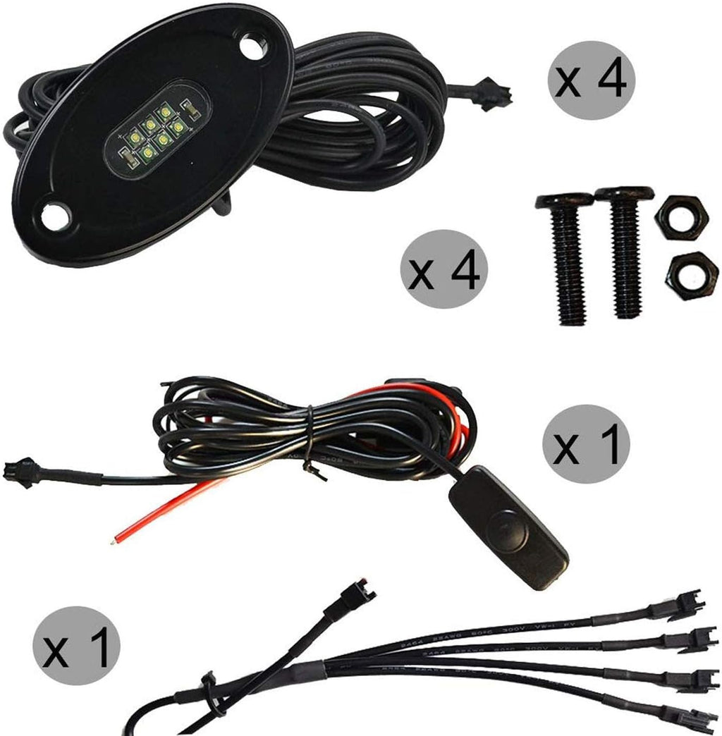 4 Pods IP68 Waterproof LED Rock Light Kits O83859