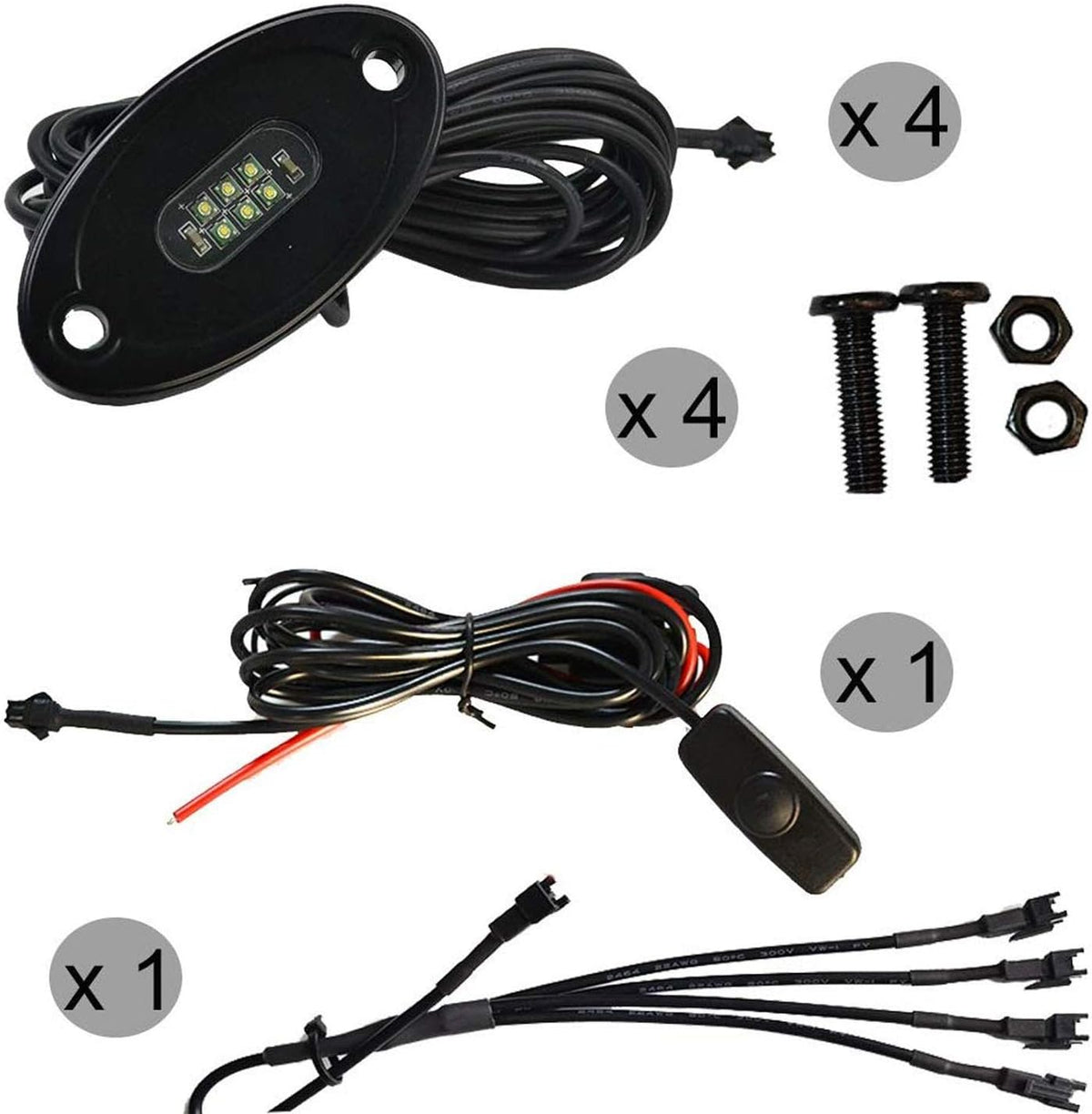 4 Pods IP68 Waterproof LED Rock Light Kits O83859