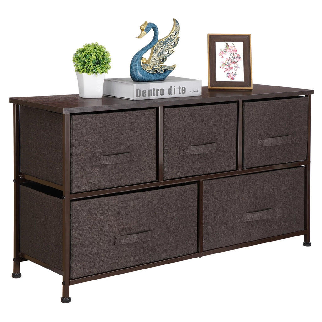 Brown 5 Drawer Fabric Dresser G79450