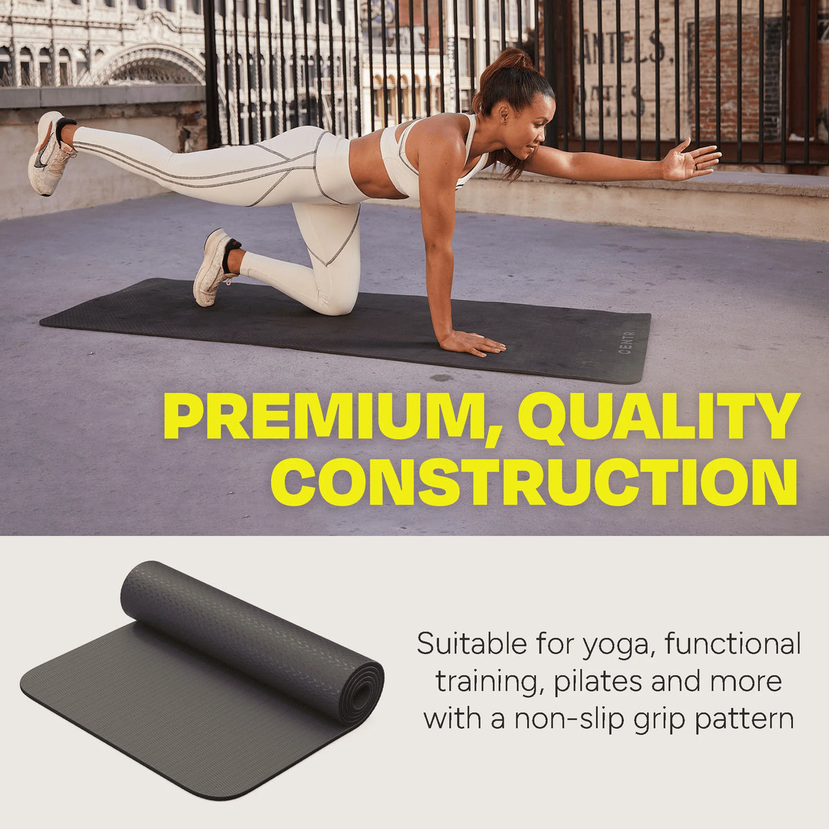 Black Non-Slip Exercise Yoga Mat F464