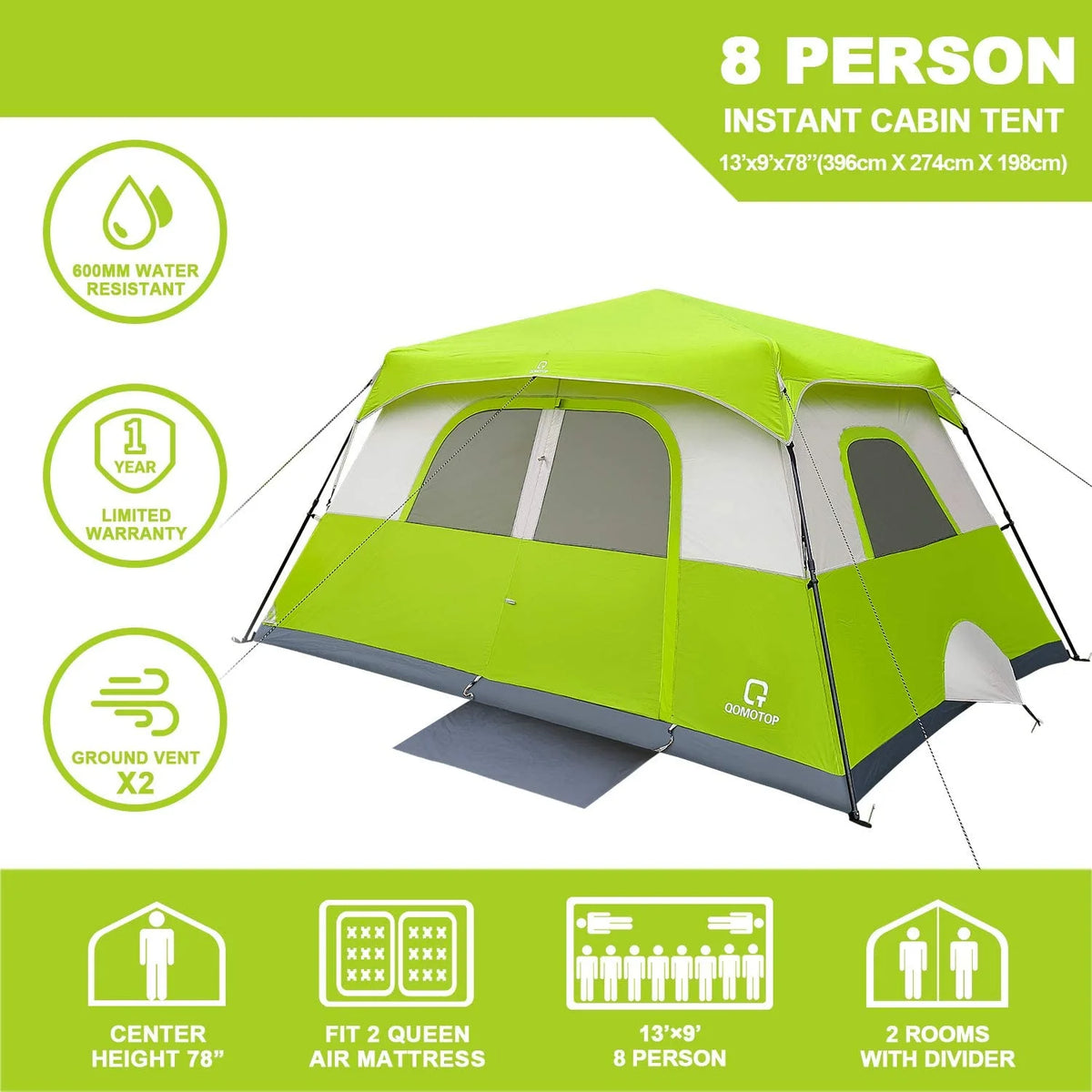 8 Person Instant Waterproof Camping Tent Q3297