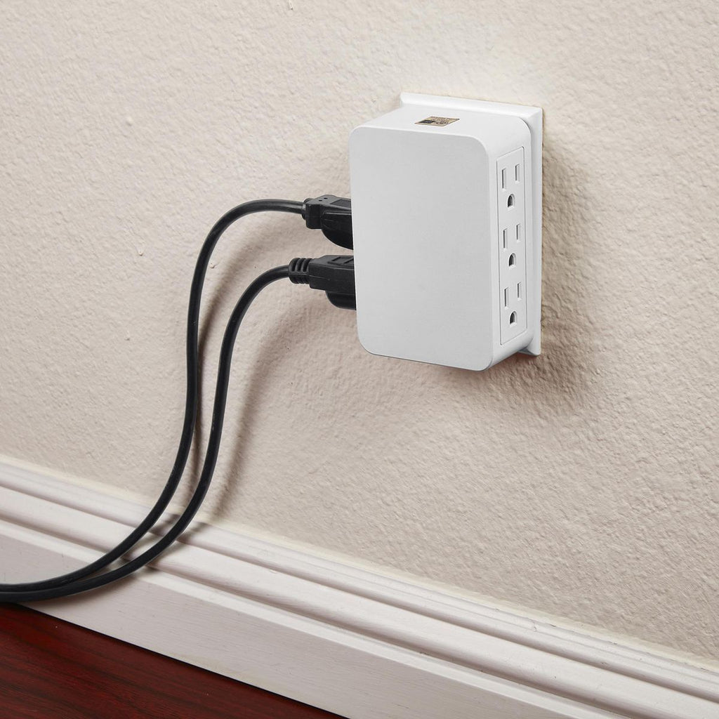 6 Outlet 3-Prong Side Entry Tap White U41182