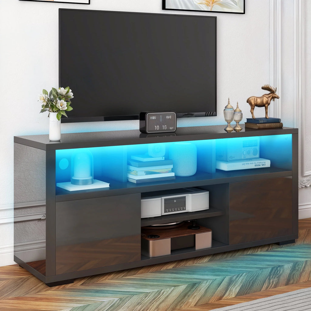 White High Gloss TV Stand with LED Lights P46241