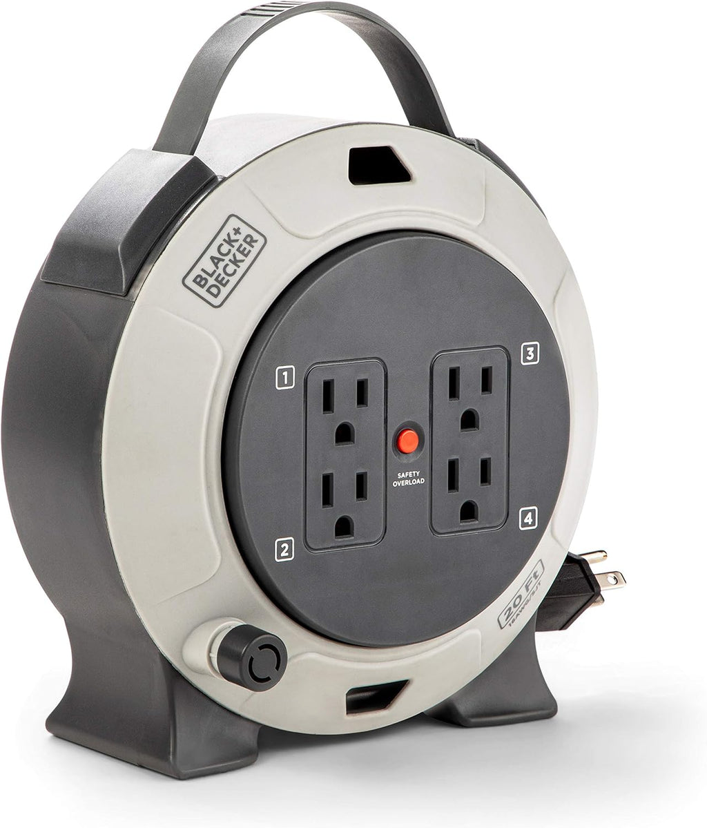 Retractable Extension Cord, 25 ft, 4 Outlets, 2 USB Ports F9981